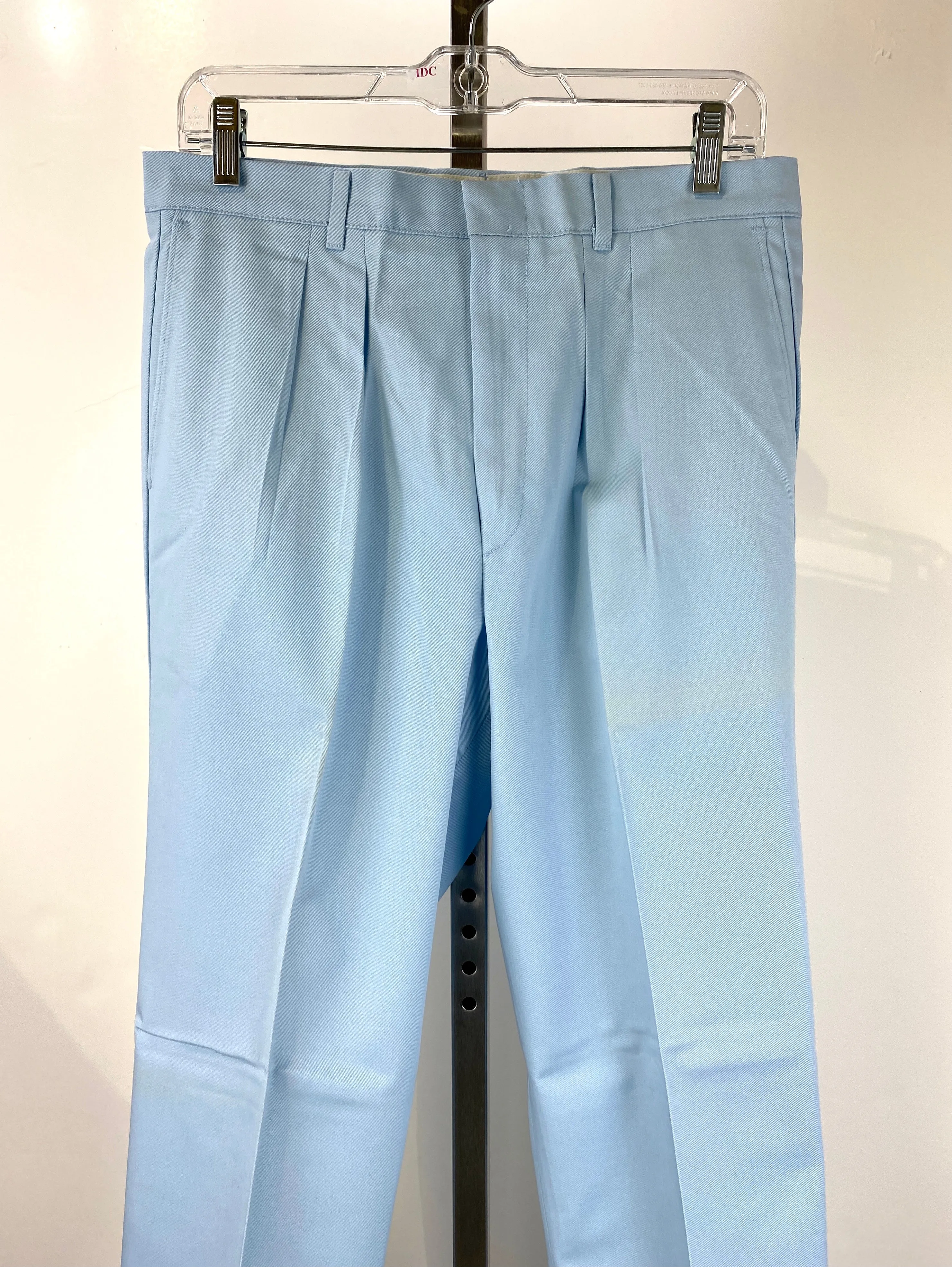 Vintage 1970s Deadstock Straight-Leg Polycotton Trousers, Men's Blue 'Dee Cee' Slacks, NOS