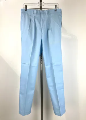 Vintage 1970s Deadstock Straight-Leg Polycotton Trousers, Men's Blue 'Dee Cee' Slacks, NOS