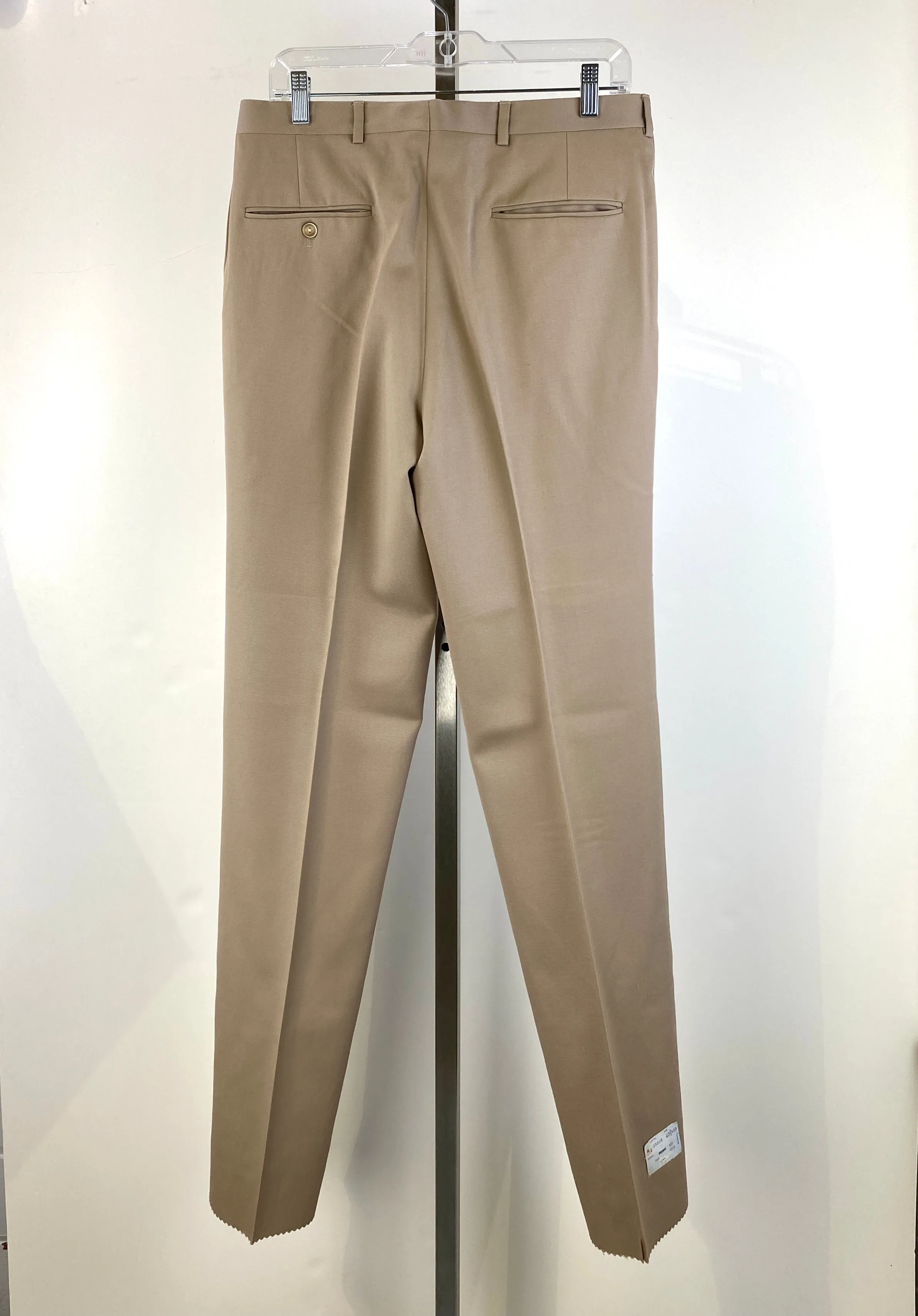 Vintage 1970s Deadstock Straight Wool Trousers, Men's Beige Slacks, NOS