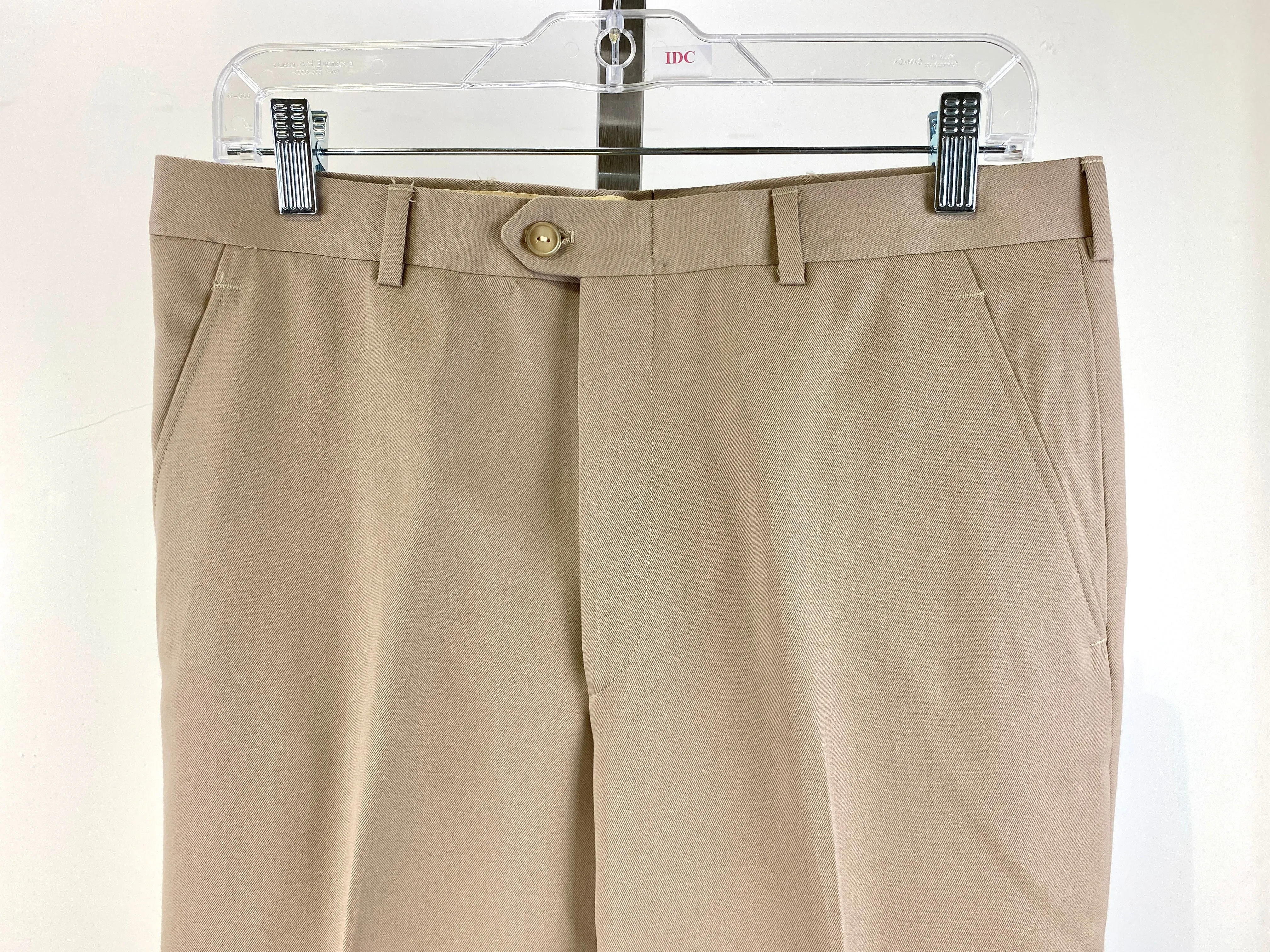 Vintage 1970s Deadstock Straight Wool Trousers, Men's Beige Slacks, NOS