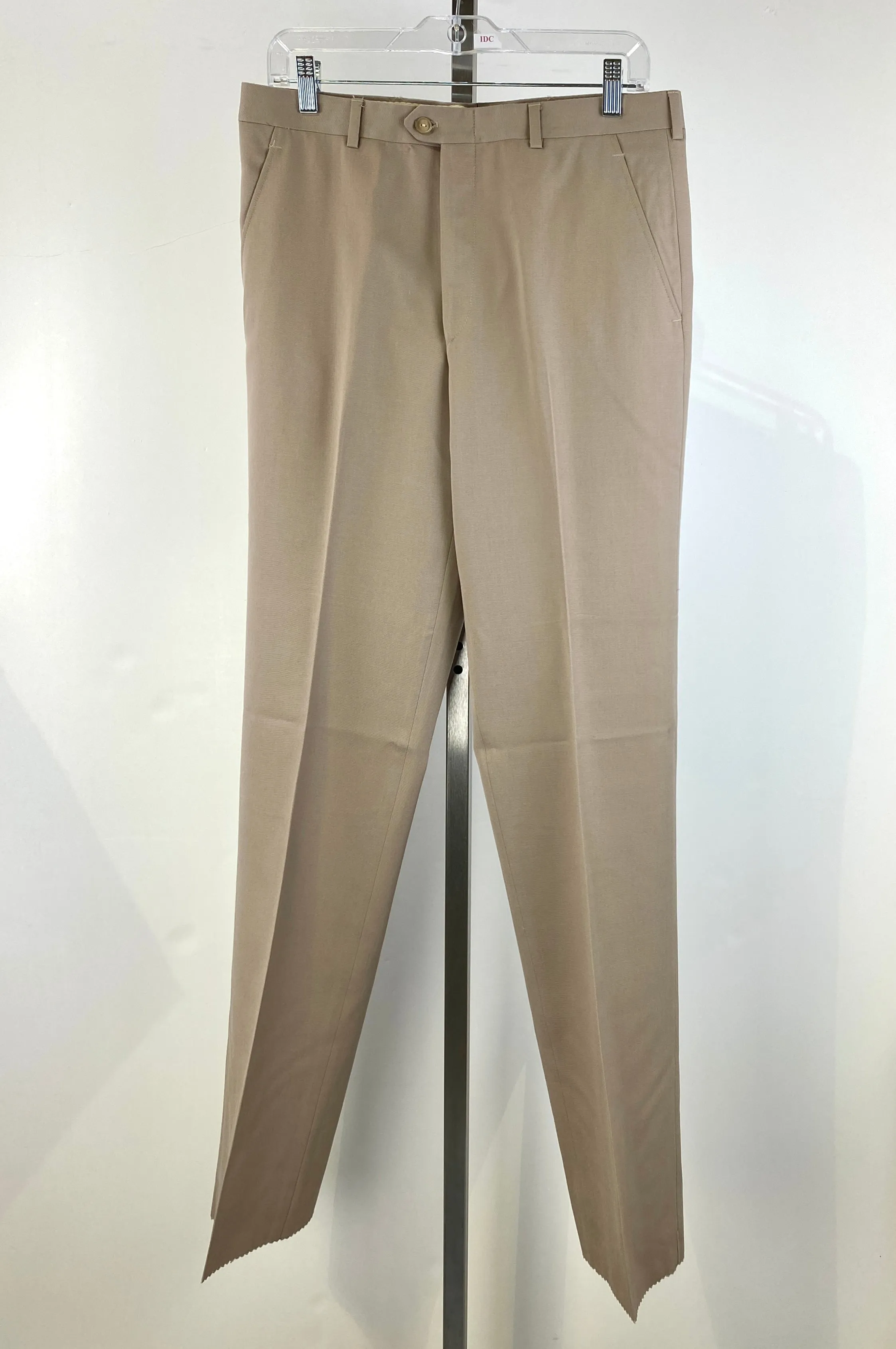 Vintage 1970s Deadstock Straight Wool Trousers, Men's Beige Slacks, NOS