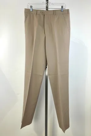 Vintage 1970s Deadstock Straight Wool Trousers, Men's Beige Slacks, NOS