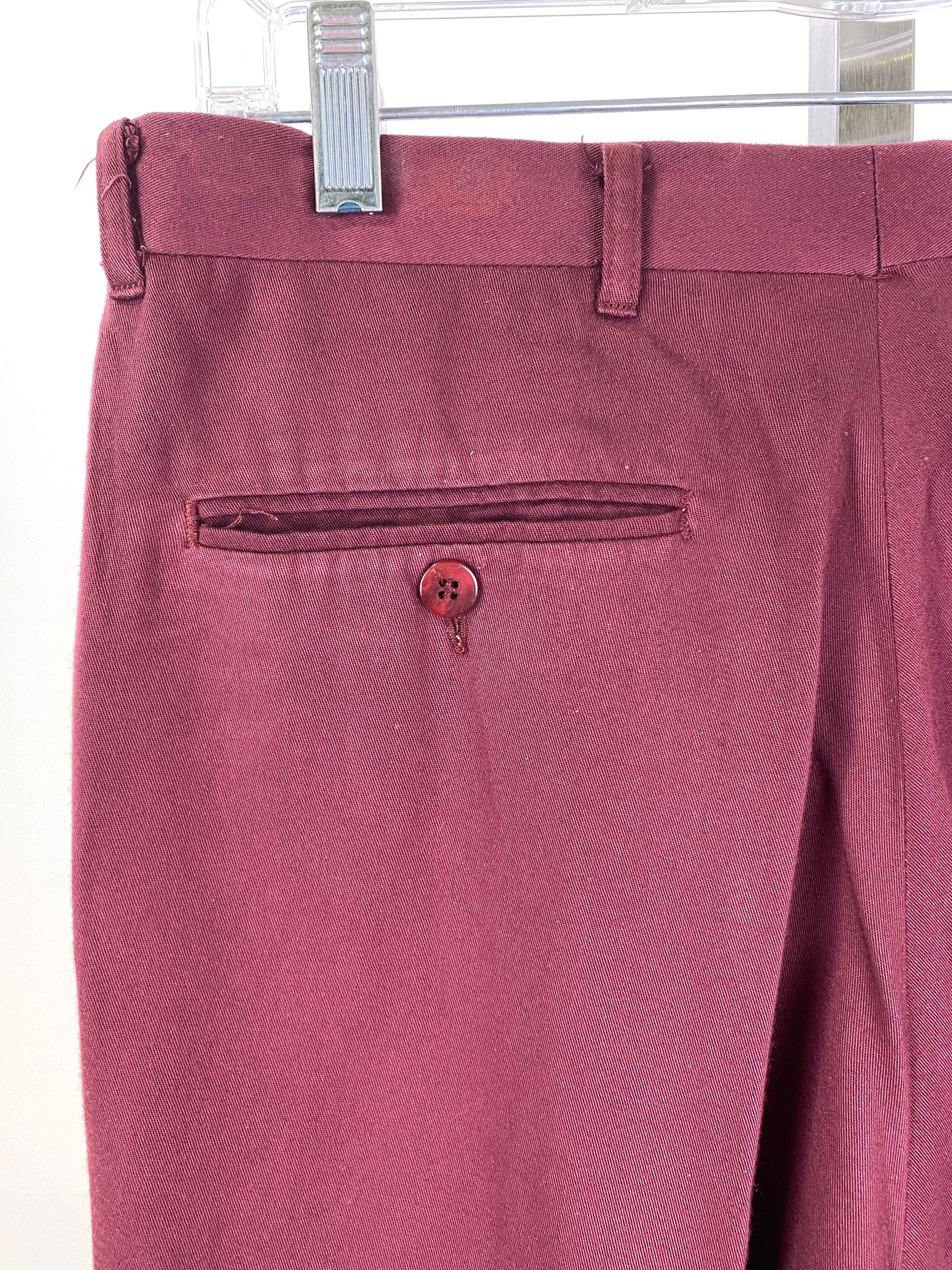 Vintage 1990s Deadstock Tencel Slacks, Men's Burgundy Carrot Trousers, NOS