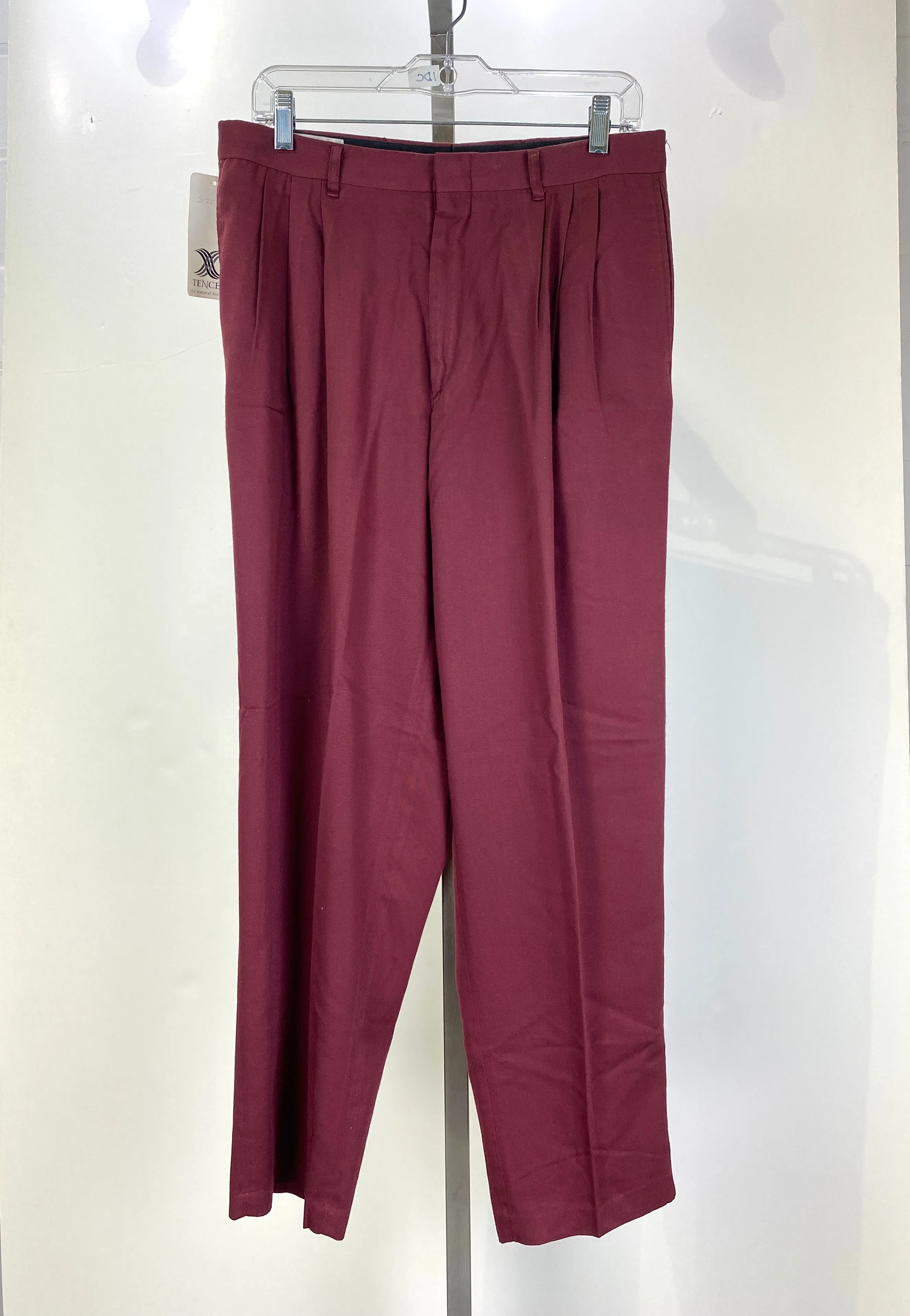 Vintage 1990s Deadstock Tencel Slacks, Men's Burgundy Carrot Trousers, NOS