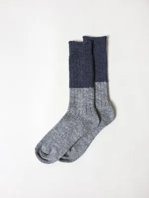 Wool Cotton Slab Socks, Charcoal