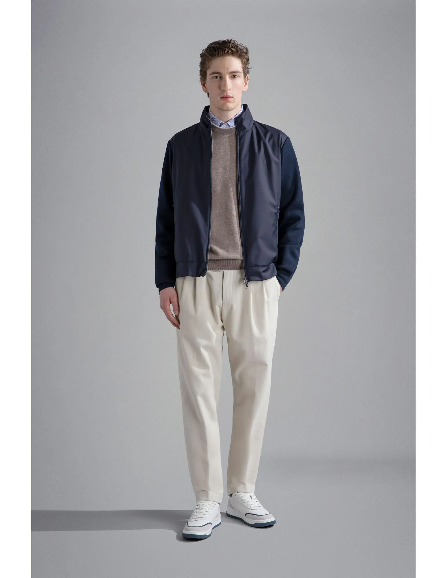 Wool Hybrid Sweater | Navy